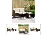 The Living Store Set Di Divani Da Giardino 3 Pezzi Con Cuscini In Poly Rattan Marrone