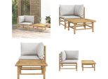 Vidaxl Set Salotto Da Giardino 2 Pezzi Grigio Chiaro Cuscini Bambù - Set Salotto Da Giardino - Set Salotto Da Giardino - Set Salotto - Set Mobili Da Giardino