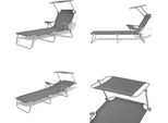 Vidaxl Lettino Da Sole Con Protezione Solare Grigio Acciaio - Lettino Da Sole - Lettino Da Sole - Lettino Da Sole Con Tetto - Lettino Da Sole Con Tetto