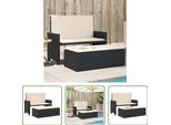 The Living Store Panca Da Giardino Con Cuscino E Sgabello In Poly Rattan Nero