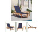 The Living Store Lettino Con Tavolino Blu In Legno Massiccio Di Acacia E Textilene