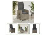 The Living Store Poltrona Da Giardino Regolabile Con Cuscino Grigio Poly Rattan