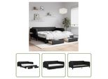 The Living Store Letto Da Giorno Allungabile Con Cassetti Nero 100X200 Cm In Tessuto