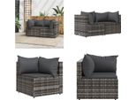 Vidaxl Divani Angolari Da Giardino Con Cuscini 2 Pz. Poli Rattan Grigio - Divano Ad Angolo - Divani Ad Angolo - Divano - Divano Da Esterno