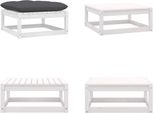 Vidaxl Sgabello Da Giardino Con Cuscino In Legno Di Pino Massiccio Bianco - Sgabello - Poggiapiedi - Panca Per Piedi - Poggiapiedi
