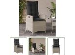 The Living Store Poltrona Da Giardino Con Cuscino Regolabile In Poly Rattan Grigio Chiaro