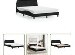 The Living Store Letto Con Materasso Nero 140X190 Cm In Tessuto