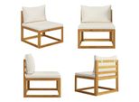 Vidaxl Divano Centrale Modulare Con Cuscini Bianchi Crema In Legno Massiccio Di Acacia - Divano Centrale - Divani Centrali - Divano - Divani