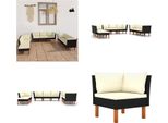 vidaXL 9 tlg. Garten Lounge Set mit Kissen Poly Rattan Schwarz - Garten-Sofa-Set - Garten-Sofa-Sets - Gartenmöbel Set - Gartenmöbel Sets