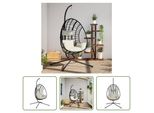 The Living Store Sedia Sospesa Egg Design Con Supporto In Rattan E Acciaio Beige