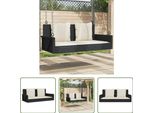 The Living Store Panca Sospesa Con Cuscini Nero 119X56X48 Cm Poly Rattan
