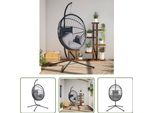 The Living Store Sedia Sospesa Egg Design Con Supporto In Rattan E Acciaio Grigio