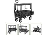 The Living Store Carrello Manuale Pieghevole Con Tettuccio Parasole Grigio Acciaio