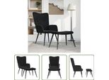 The Living Store Poltrona Relax Con Poggiapiedi In Velluto Nero