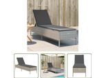 The Living Store Lettino Con Cuscino In Poly Rattan Grigio Chiaro