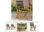 The Living Store Sedie Da Giardino 2 Pezzi Nere In Legno Massiccio Di Acacia E Polipropilene