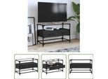 The Living Store Mobile Tv Con Piano In Vetro Nero 80X35X51 Cm Materiale In Legno