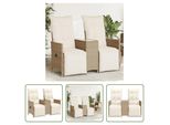 The Living Store Divano Da Giardino A 2 Posti Regolabile Con Tavolo Beige Poly Rattan