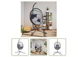 The Living Store Sedia Sospesa Egg Design Con Supporto Rattan Grigio Chiaro E Acciaio