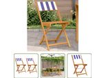 The Living Store Sedie Da Bistrot 2 Pz. Legno Massiccio Di Acacia E Tessuto Blu E Bianco