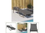 The Living Store Lettino Con Cuscino Grigio 60X199X42 Cm Poly Rattan
