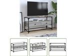 The Living Store Mobile Tv Con Piano In Vetro Grey Sonoma 98X35X51 Cm Materiale In Legno