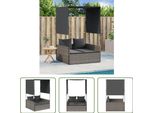 The Living Store Lettino Doppio Con Tettuccio E Tende In Poly Rattan Grigio