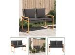 The Living Store Panchina Da Giardino Con Cuscini In Poly Rattan Nero E Legno D'acacia