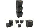 The Living Store Cestini Impilabili 3 Pz. Grigio 75 L Polipropilene