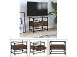 The Living Store Mobile Tv Con Piano In Vetro Rovere Marrone 60X35X51 Cm Materiale In Legno