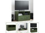 The Living Store Mobile Tv Verde Oliva 67X39X44 Cm In Acciaio