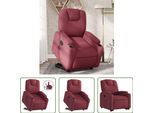 The Living Store Poltrona Relax Con Ausilio Per L'alzata In Tessuto Rosso Vino