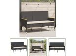 The Living Store Panca Da Giardino A 3 Posti Con Cuscini In Poly Rattan Nero