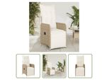 The Living Store Poltrona Da Giardino Con Cuscino Regolabile Beige Poly Rattan