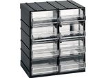 Dmora Armadio Multiuso 2 Ante Atanasia 14.8X23H Cm Nero Antracite, 8 Cassetti Apertura Scorrevole Italy