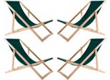 4X Sdraio In Legno Di Faggio Comode Sdraio In Legno Verde Ideali Per Spiaggia, Balcone, Terrazza