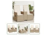 The Living Store Divano Da Giardino A 2 Posti Regolabile Con Tavolo Beige Poly Rattan