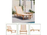 The Living Store Lettino Prendisole Crema In Legno Massiccio Di Acacia E Textilene