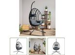 The Living Store Sedia Sospesa Design A Uovo Con Supporto In Rattan Antracite E Acciaio