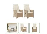 The Living Store Poltrona Da Giardino Con Cuscino 2 Pz. Regolabile In Poly Rattan Beige