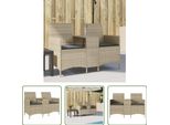 The Living Store Divano Da Giardino A 2 Posti Con Tavolo E Cuscini Poli Rattan Grigio Chiaro