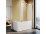 Schermo Doccia Per Vasca Sonni, 130X140 Cm, Vetro Di Sicurezza Temperato Con Nano Rivestimento, Per Bagno, Pieghevole