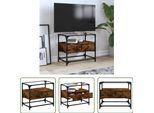 The Living Store Mobile Tv Con Piano In Vetro Rovere Fumé 60X35X51Cm Materiale In Legno