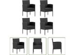 The Living Store Sedie Da Giardino Con Cuscini In Nero 4 Pezzi In Polyrattan Nero