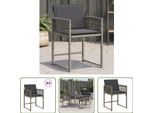 The Living Store Sedie Da Giardino Con Cuscini 4 Pz. Poli Rattan Grigio