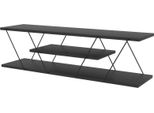 Dmora Mobile Porta Tv Desdemona 30X120X33H Cm Nero Antracite, 2 Vani 3 Ripiani