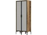 Dmora Guardaroba 2 Ante Bagnone 47.5X201.4H Cm Nero Antracite, Appendiabiti 2 Ante