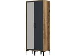 Dmora Guardaroba 2 Ante Anfo 47.5X201.4H Cm Nero Antracite, Appendiabiti 2 Ante