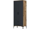 Dmora Guardaroba 2 Ante Doriana 47.5X201.4H Cm Nero Antracite, Appendiabiti 2 Ante