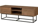 Dmora Mobile Porta Tv Corinna 40X140X50H Cm Marrone Noce, Apertura Scorrevole 2 Vani